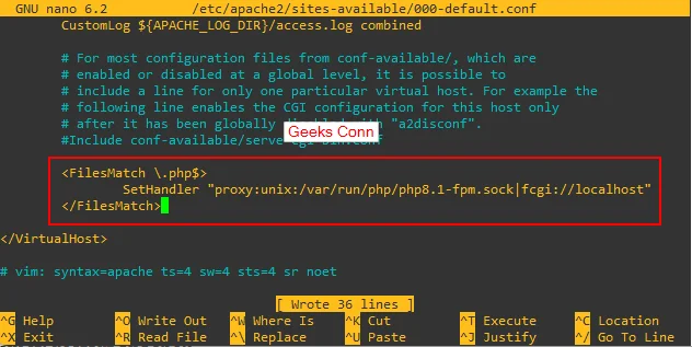 Include PHP-FPM ke File Konfigurasi Apache2