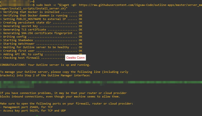 Proses Install Outline VPN Server