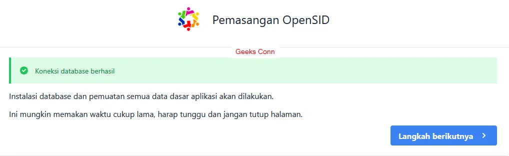 Koneksi Databse Berhasil