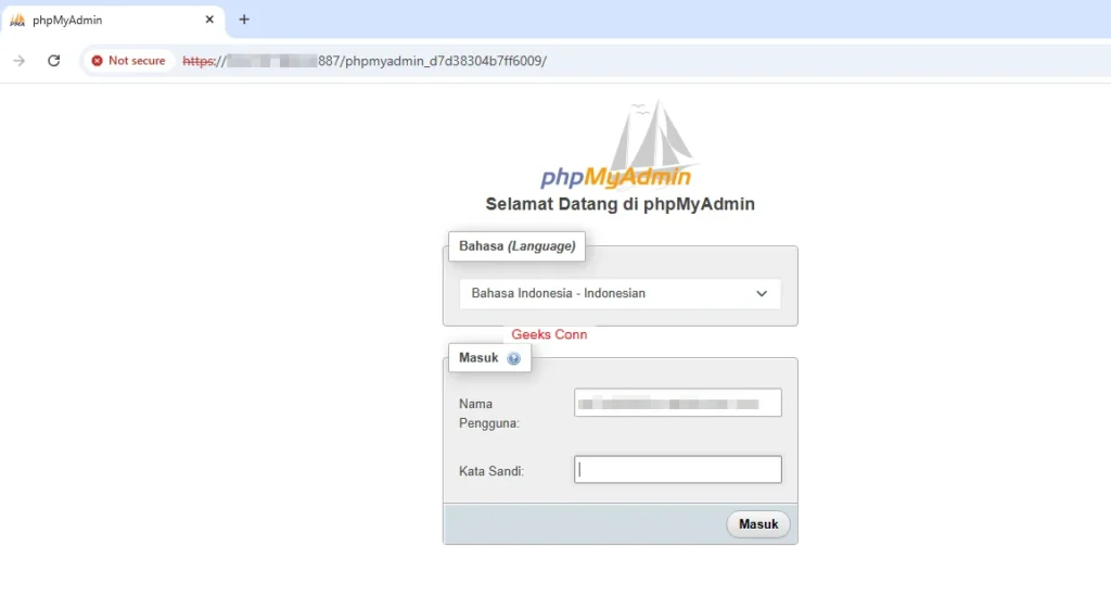 Login phpMyAdmin aaPanel