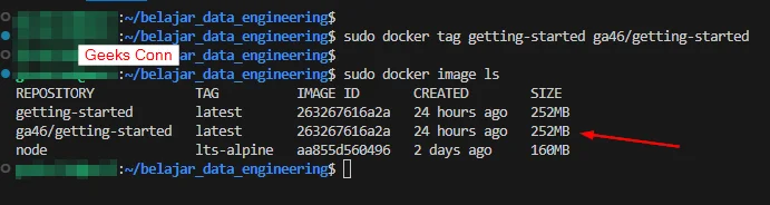 Membuat Docker Image dengan nama sama repository Hub