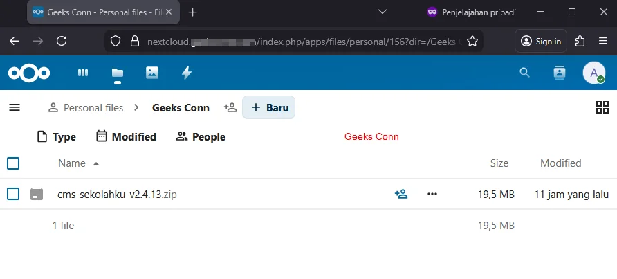 Membuat Folder dan Upload File di NextCloud
