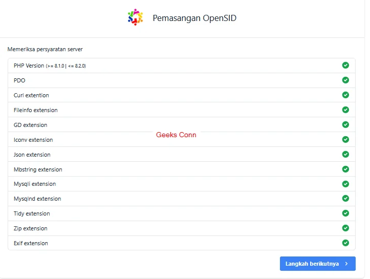 Memeriksa Persyaratan Server PHP Extension