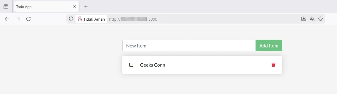 Mengakses Container Todo App