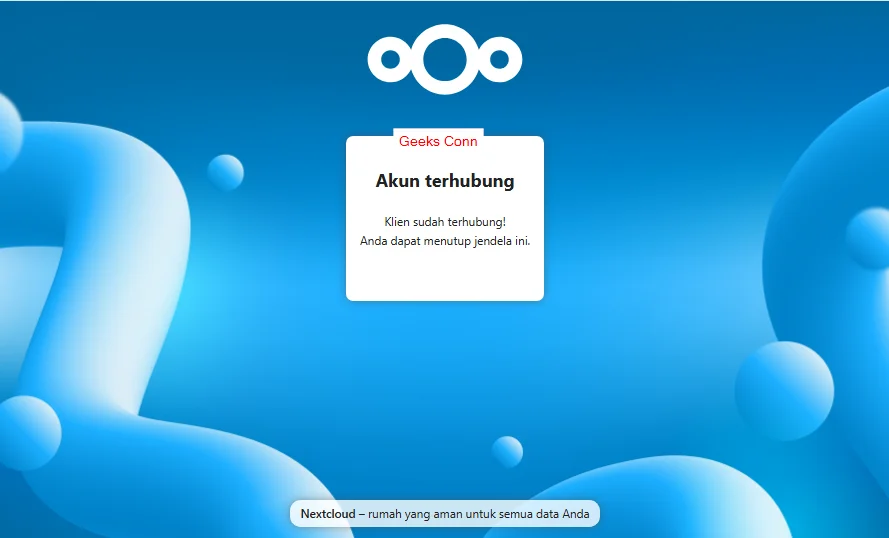 NextCloud Client Windows Terhubung ke Akun