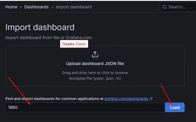 Paste ID Node Exporter Full Template