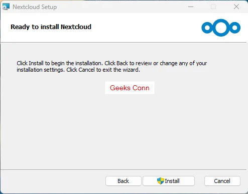Ready to Install NextCloud