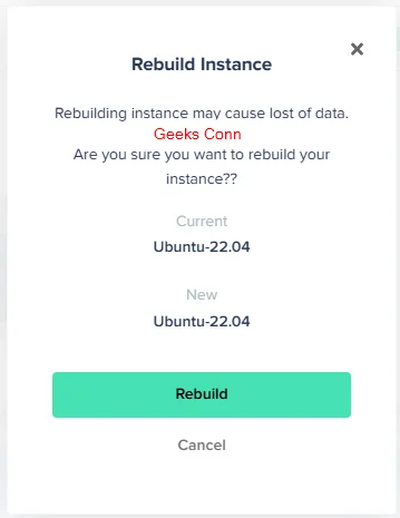 Rebuild Instance Ubuntu 22.04