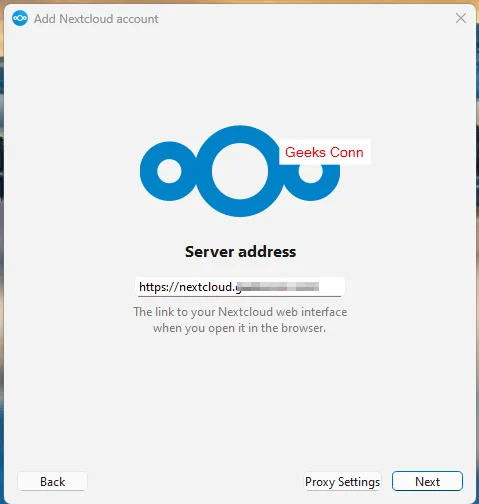 Server address NextCloud