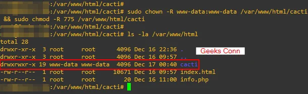 Setup Permission dan Ownership Directory Cacti