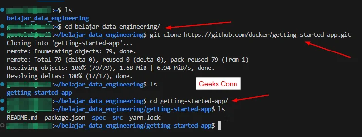 change directory dan git clone project