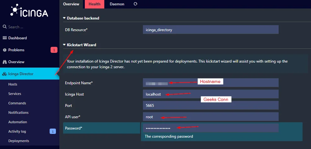 Configuration Icinga Directory