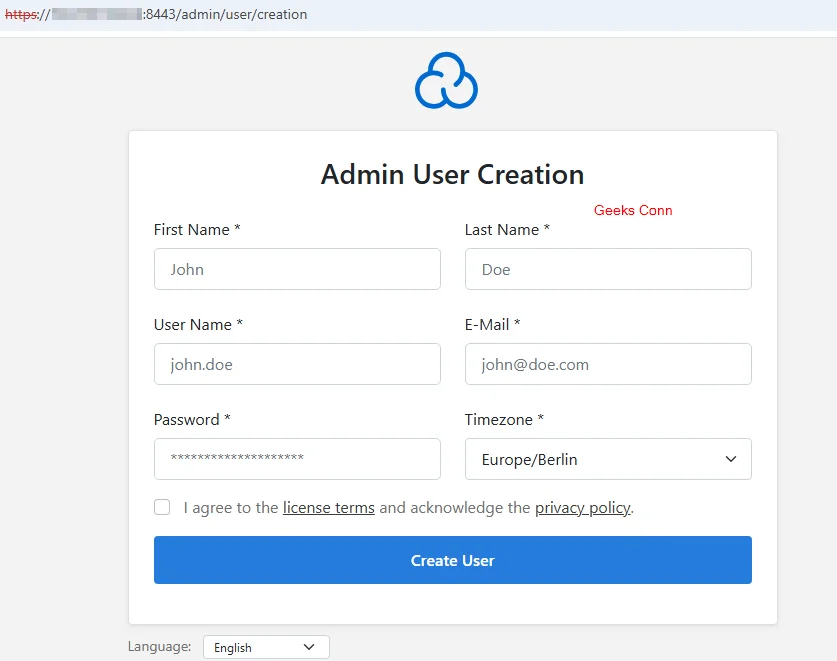Create Admin User CloudPanel