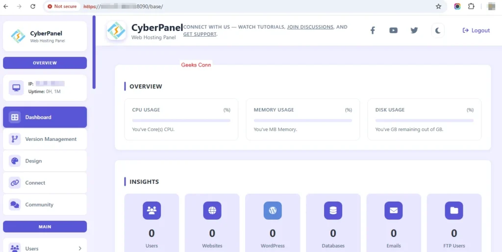 Dashboard CyberPanel