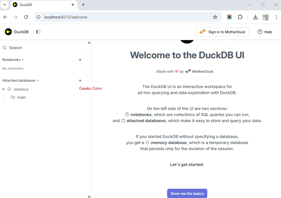 Dashboard DuckDB UI Browser