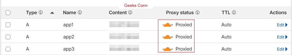Enable Proxied pada DNS Record Cloudflare