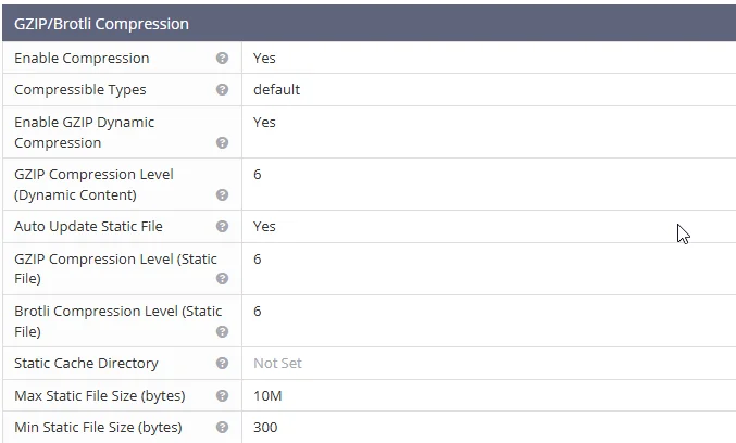 Enable GZIP Brotli Compression
