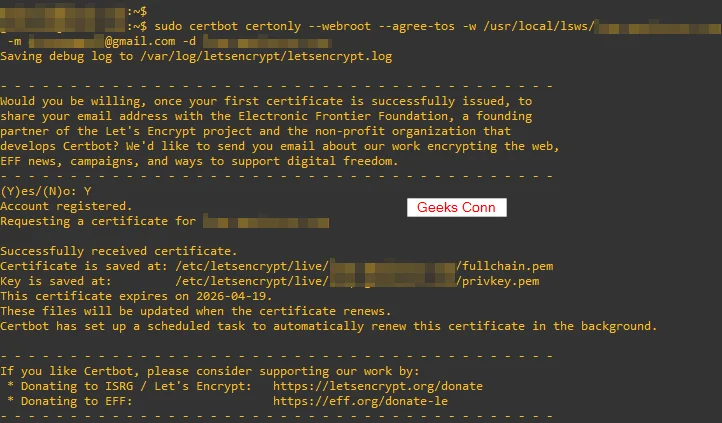 Generate SSL Lets Encrypt