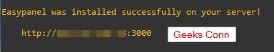 Install EasyPanel Successfully