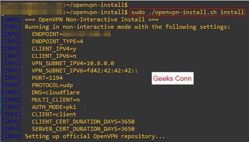Jalankan Script Automatic Install OpenVPN Server