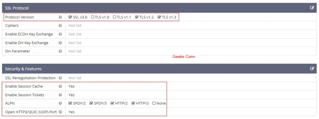 Listener HTTPS SSL Protocol dan Security & Features