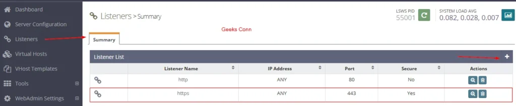 Menambahkan Listener 443