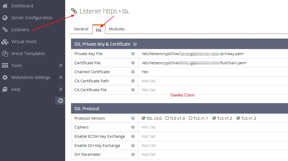 Menambahkan Private Key dan Certificate SSL Lets Encrypt