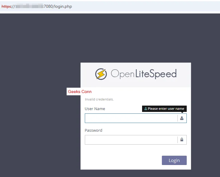 Mengakses Halaman Dashboard OpenLiteSpeed
