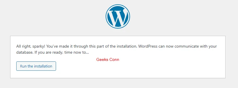 Run the installation WordPress Stack LOMP