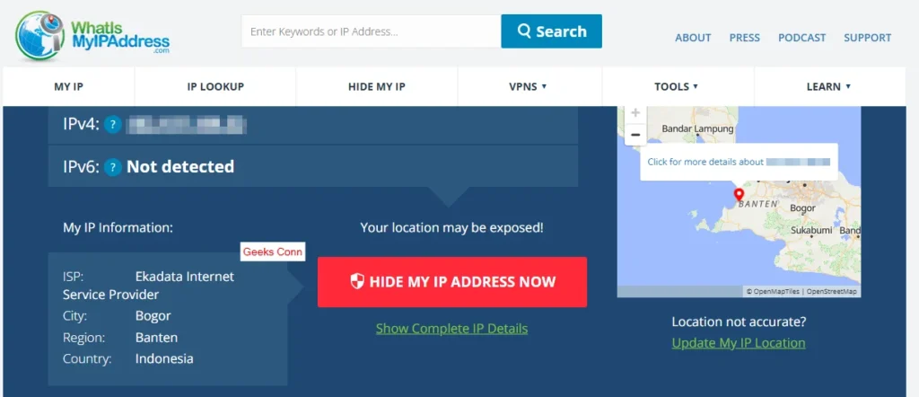 Sesudah terhubung OpenVPN Server