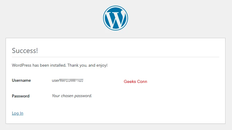 Success Installation WordPress