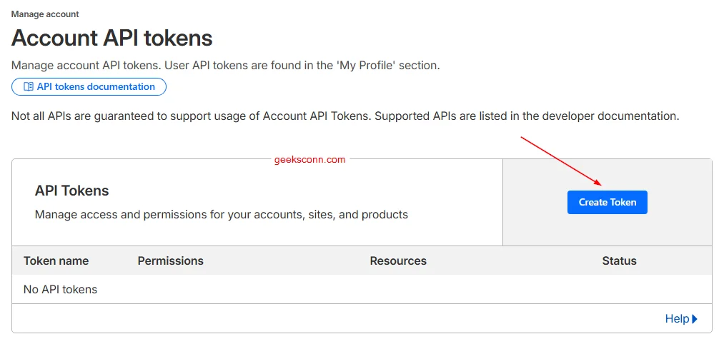 Create Accounts API Token