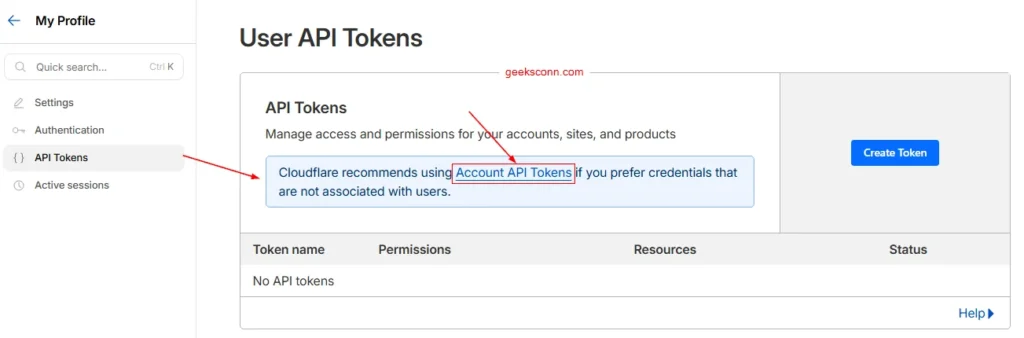 Create Token API Cloudflare