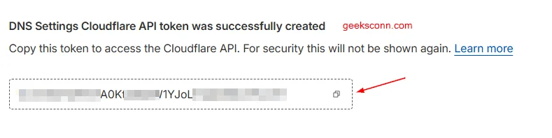 DNS Settings Cloudflare API Token Sukses dibuat