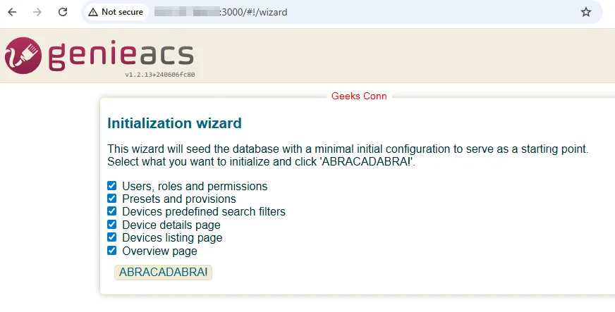Initialization Wizard genieacs