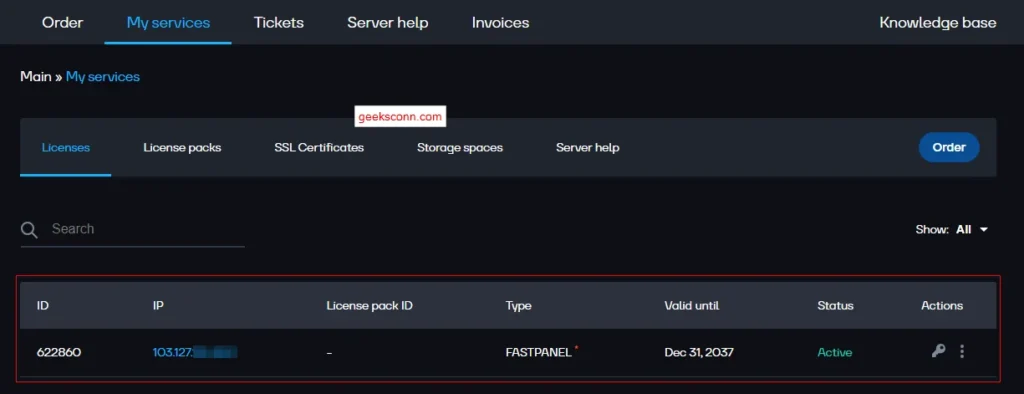 License Fastpanel Active License Fastpanel Active
