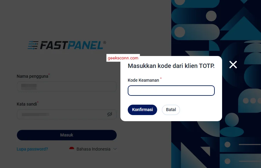 Login Fastpanel 2FA Login Fastpanel 2FA