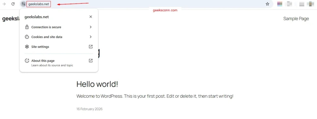 Mengakses homepage CMS WordPress