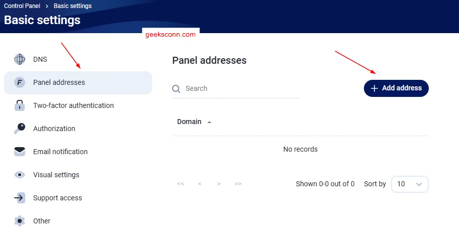 Menu Panel Address Fastpanel Menu Panel Address Fastpanel