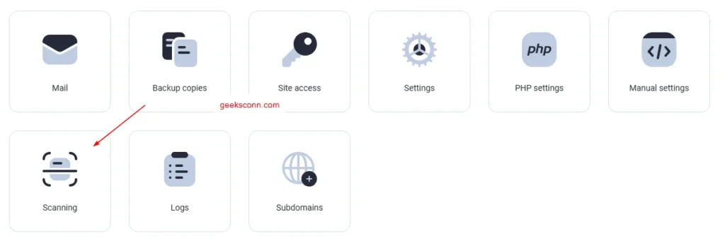 Menu Scanning Web Fastpanel