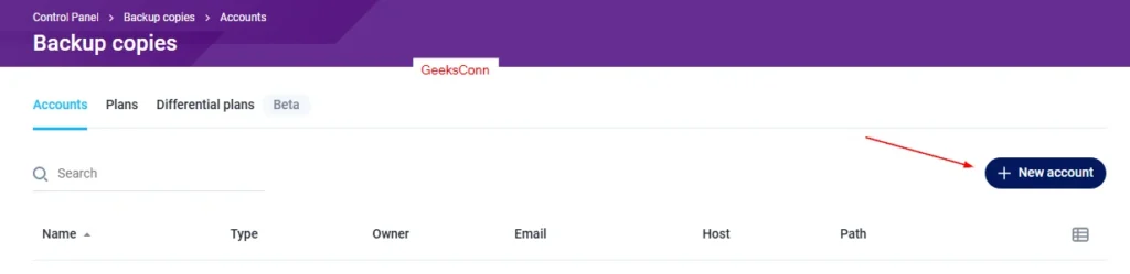 New Backup Copies Fastpanel