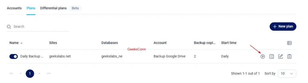 Plans Backup Copies Fastpanel