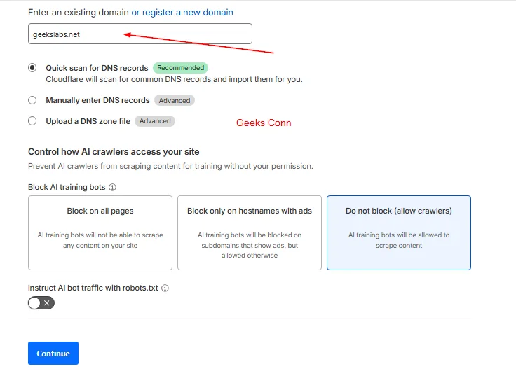 Register Domain DNS Record Cloudflare