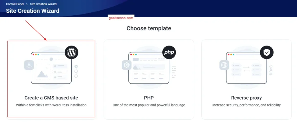 Site Creation Wizard CMS Based