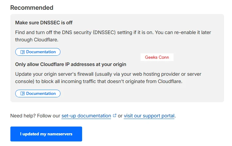 Updated Nameserver Cloudflare